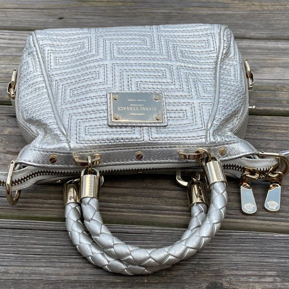 Gianni Versace Silver Tone Women Bag Small Hand Bag Made in Italy - Picture 4 of 15